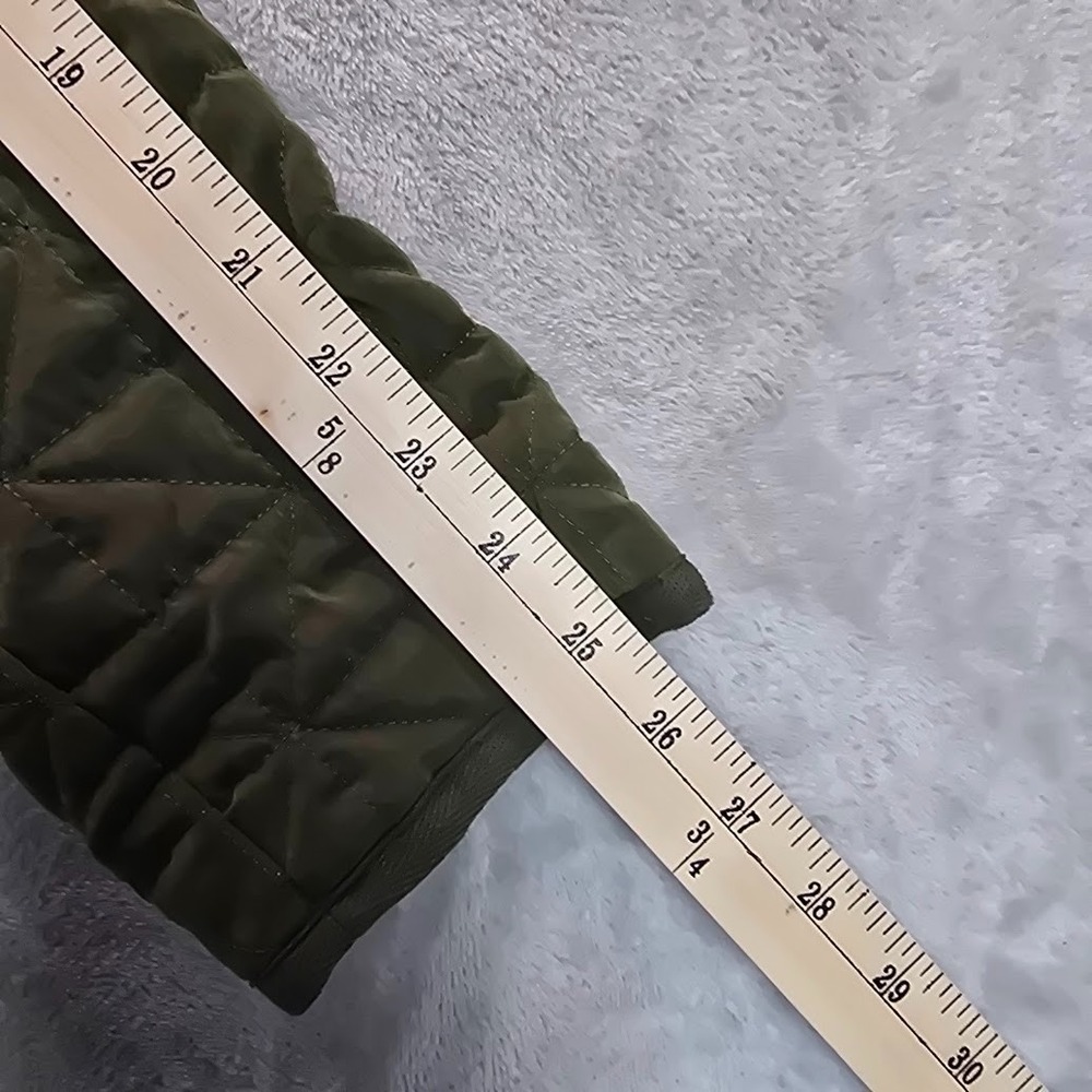 Signature Weekend Olive Green Quilted Jacket Women's XL Belted Zip Front Lined - Picture 12 of 12